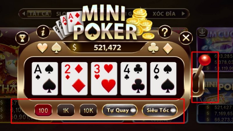Mini poker là một trong những tựa game thu hút được chơi nhiều tại nhà cái